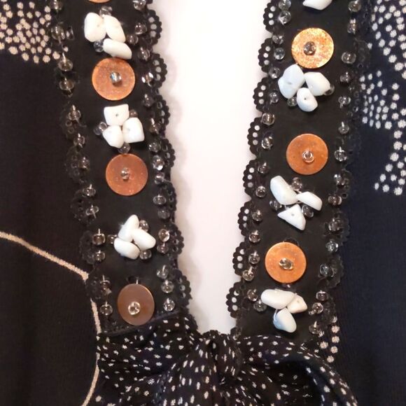 FORBIDDEN Women Jacket Stone Metal Trim Tie Belt Cotton Knit All Seasons Sz M - Picture 2 of 8